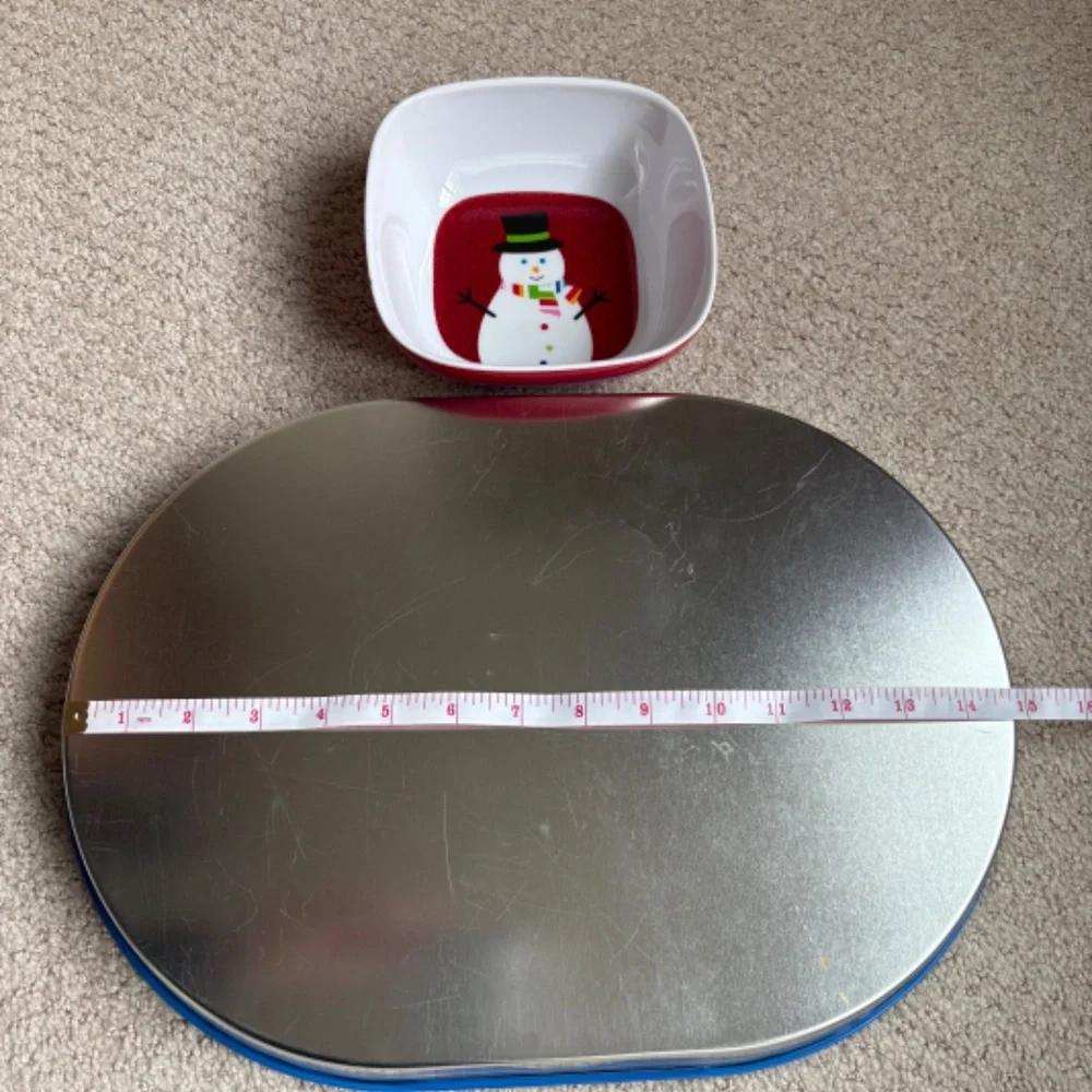 Snowman Holiday serving tray and bowl